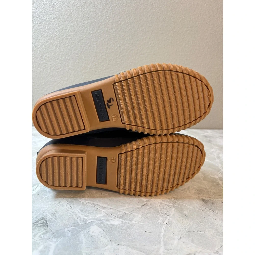 Tommy Hilfiger Womens Roza Duck Boots Navy Tan Ankle Rain Snow Size 7